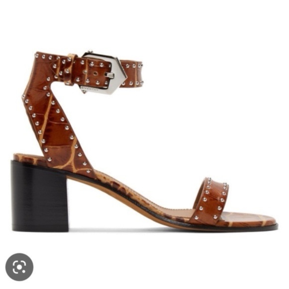 Givenchy Brown Studded Block Heel Sandals